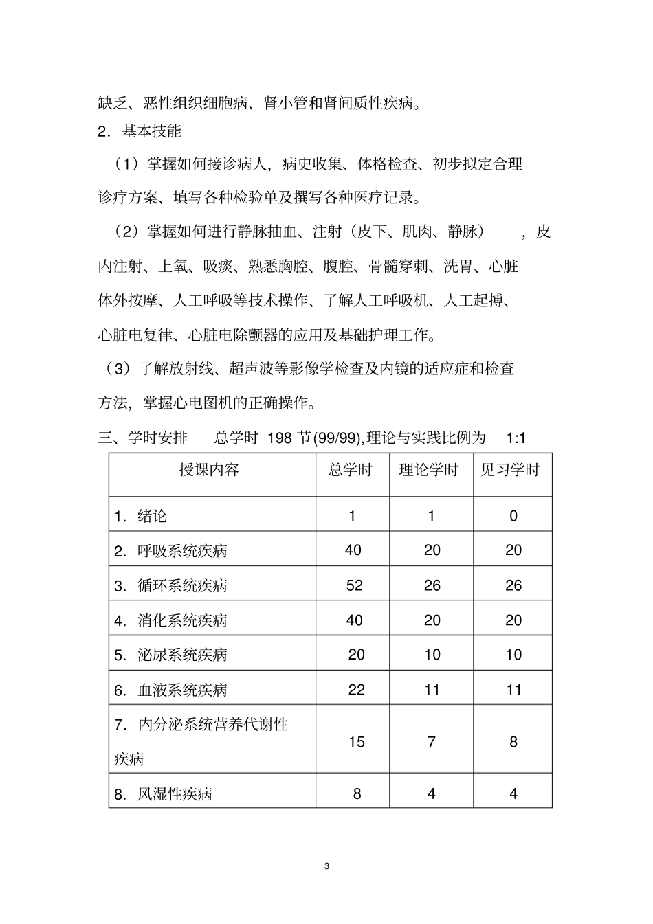 内科学教学大纲_第3页