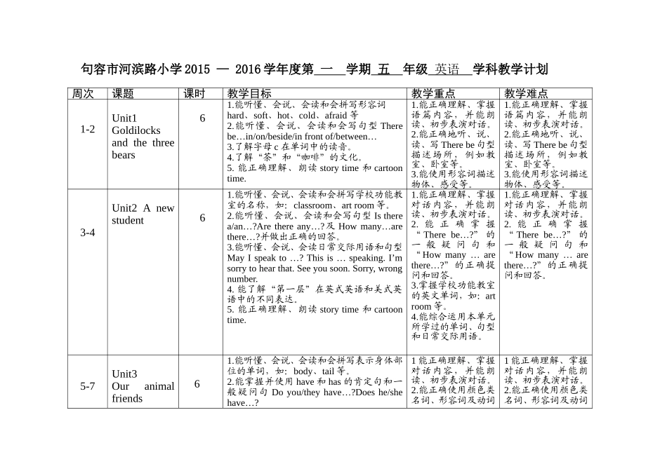 五年级新教材教学计划_第1页