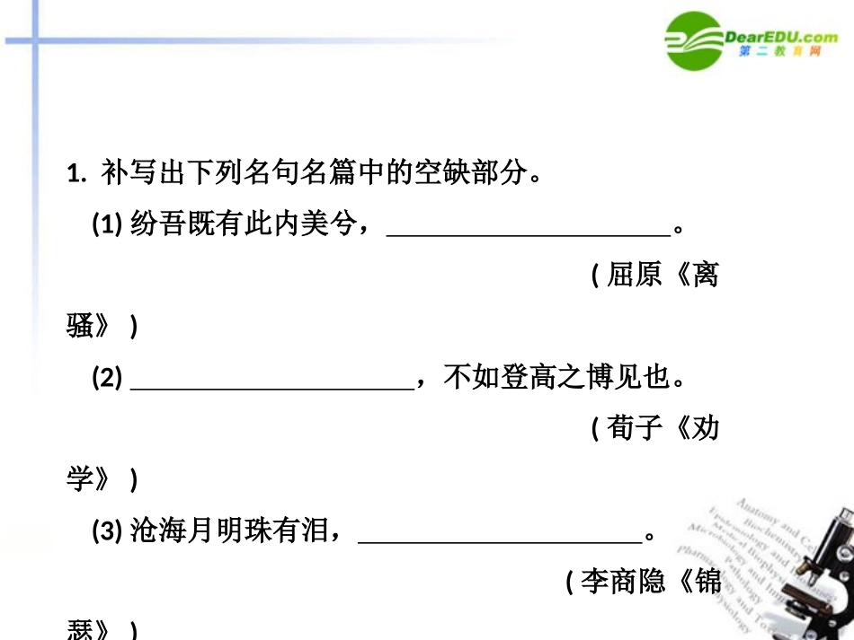 高考语文一轮复习 名句名篇课件_第2页
