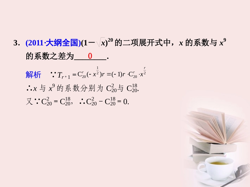 高考数学 专题七第1讲 排列、组合和二项式定理复习课件 理 课件_第3页