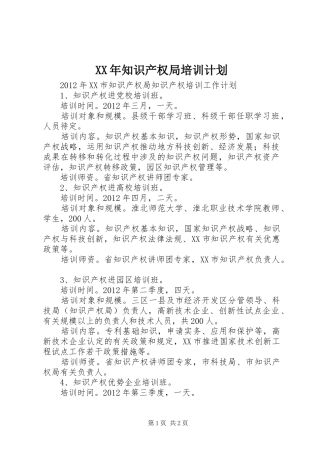 XX年知识产权局培训计划 