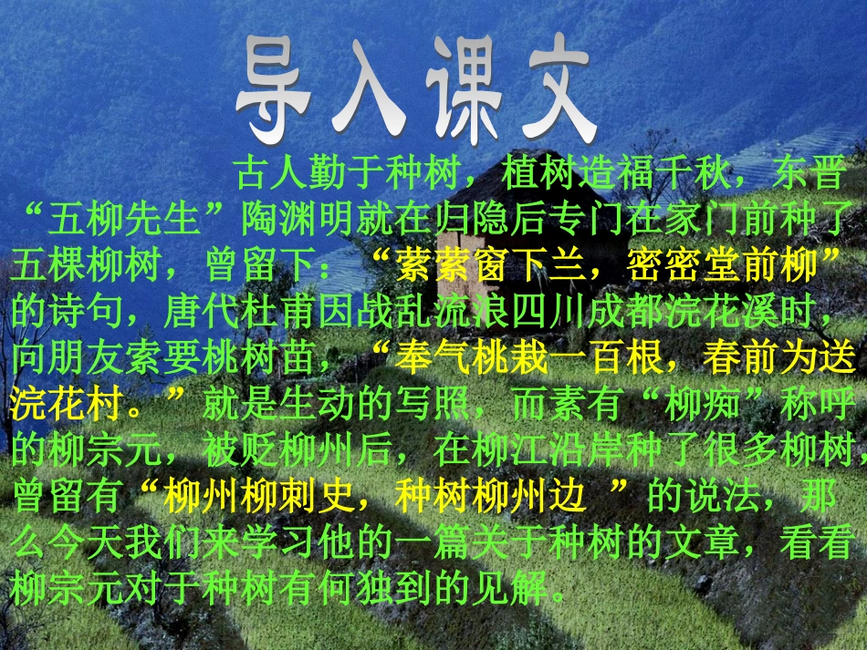 高中语文种树郭橐驼传课件新人教版选修中国现代诗歌散文欣赏 课件_第2页