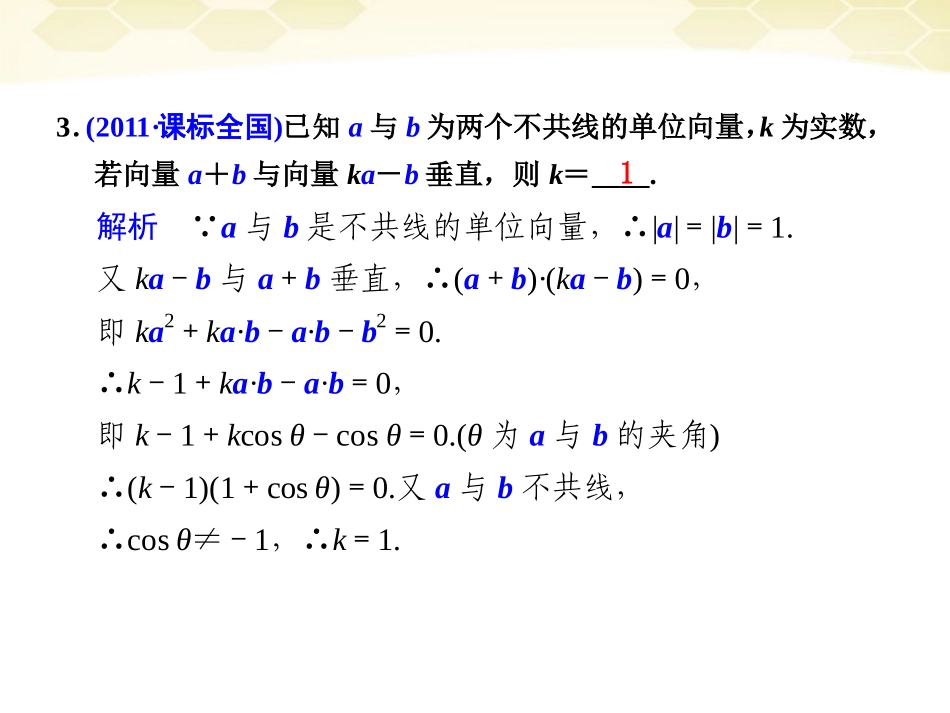高考数学考前专题复习篇 主题三 三角函数、三角变换、解三角形与平面向量 平面向量3-2 课件_第3页