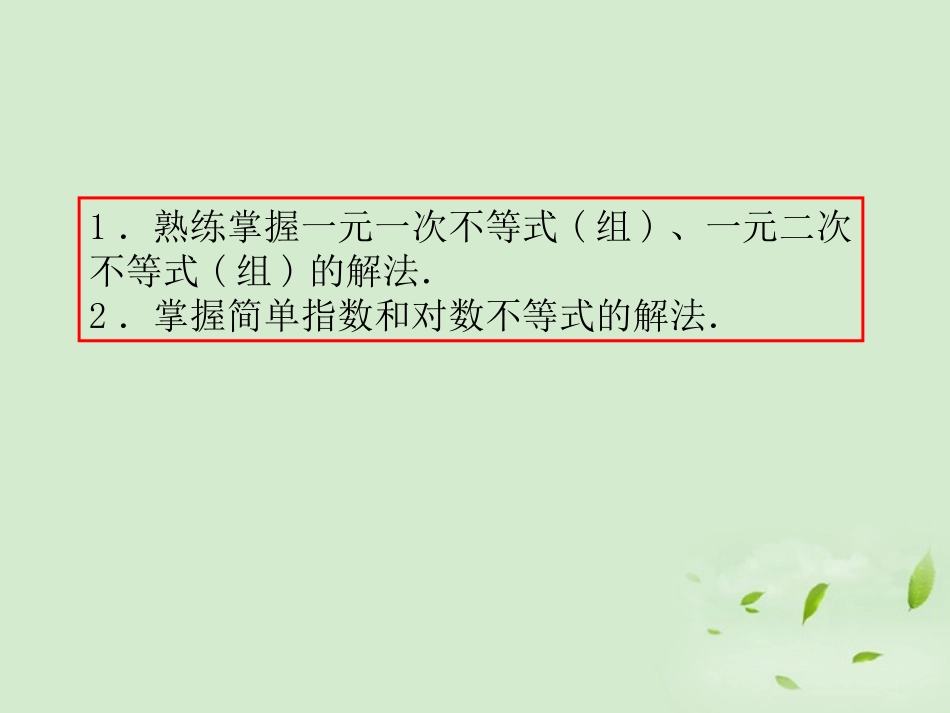 高考数学一轮总复习 第40讲 不等式的解法课件 文 新课标 课件_第3页