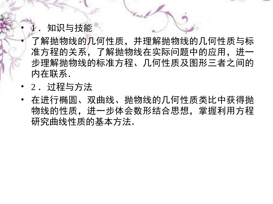 高中数学 2-3-2抛物线的几何性质课件 新人教B版选修1 课件_第3页