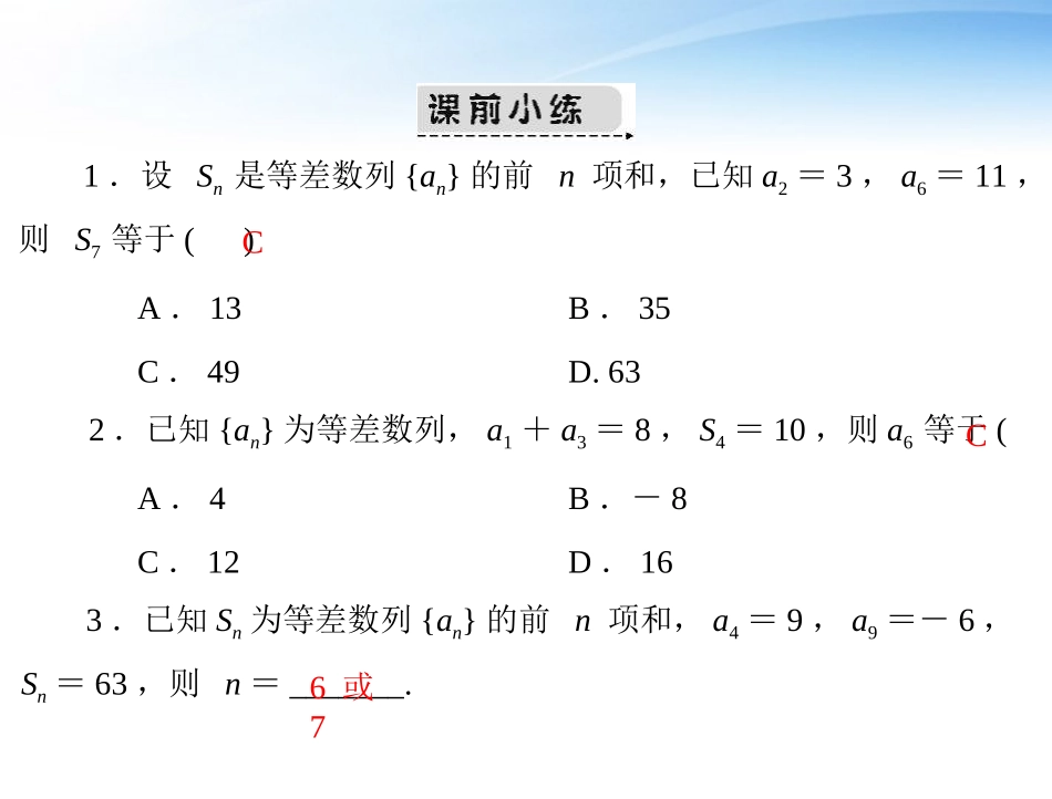 高考数学第一轮复习考纲(等差数列)课件4 文 课件_第3页