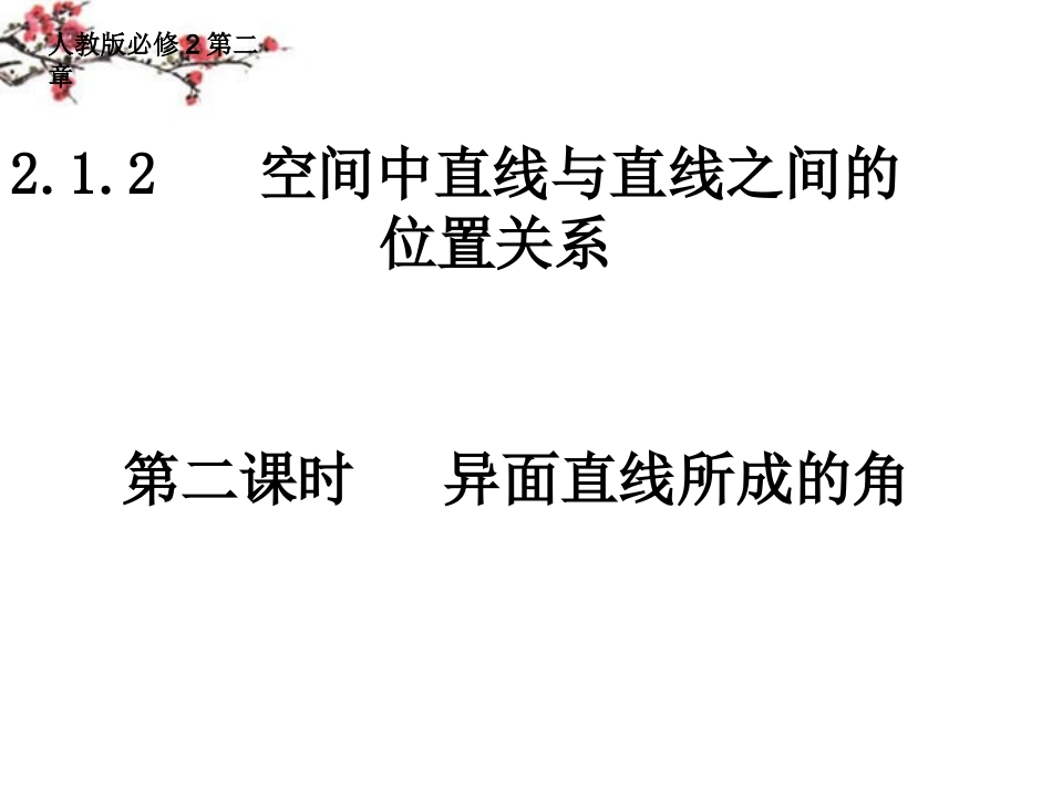 湖南省醴陵二中高一数学 异面直线所成的角课件_第1页