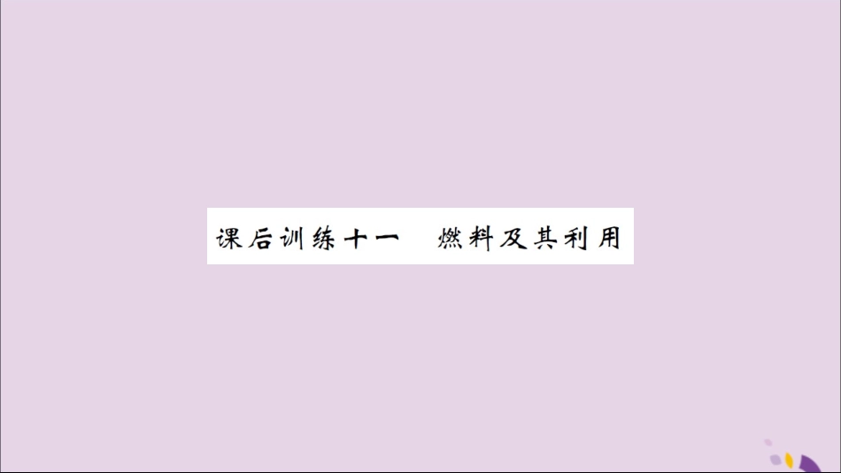 湖北省中考化学一轮复习 课后训练十一 燃料及其利用习题课件_第1页