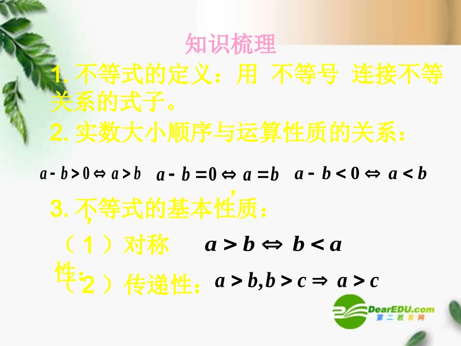高考数学复习 不等式的性质及解法课件 苏教版 课件_第2页
