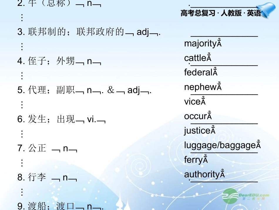 高考英语一轮复习配套课件 Unit 1A land of diversity 新人教版选修8 课件_第3页