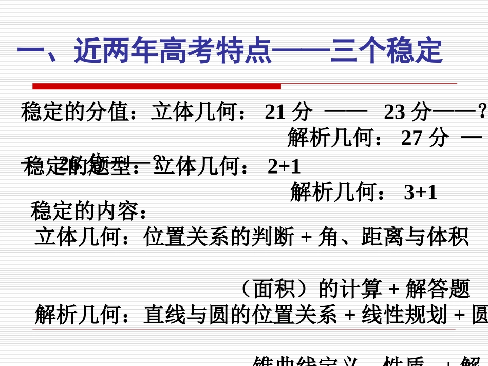 浅谈立体几何 解几何浙江省绍兴市高考数学复习交流材料 人教版 试题_第2页