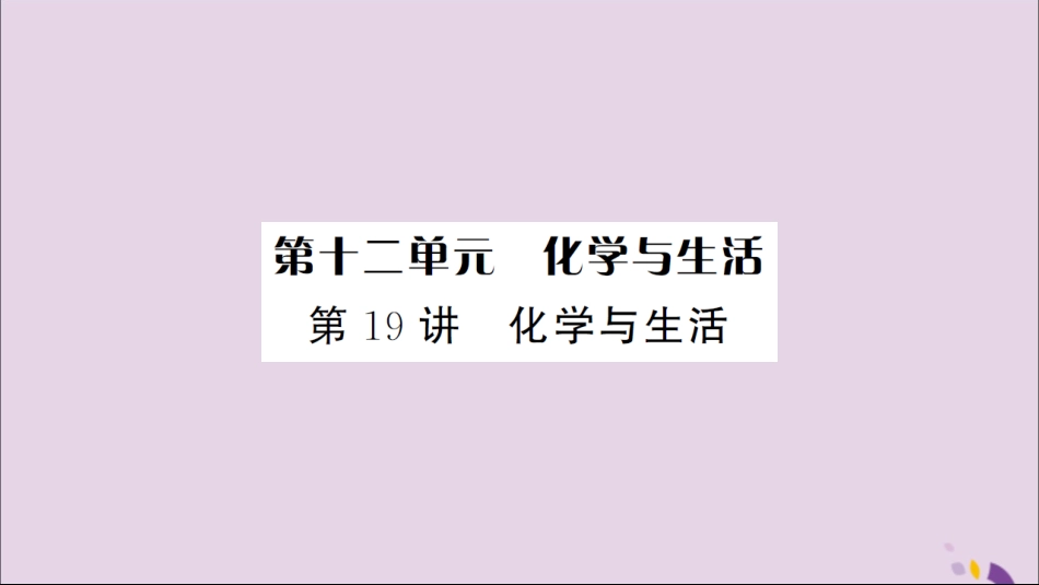 湖北省中考化学一轮复习 第十二单元 第19讲 化学与生活课件_第1页
