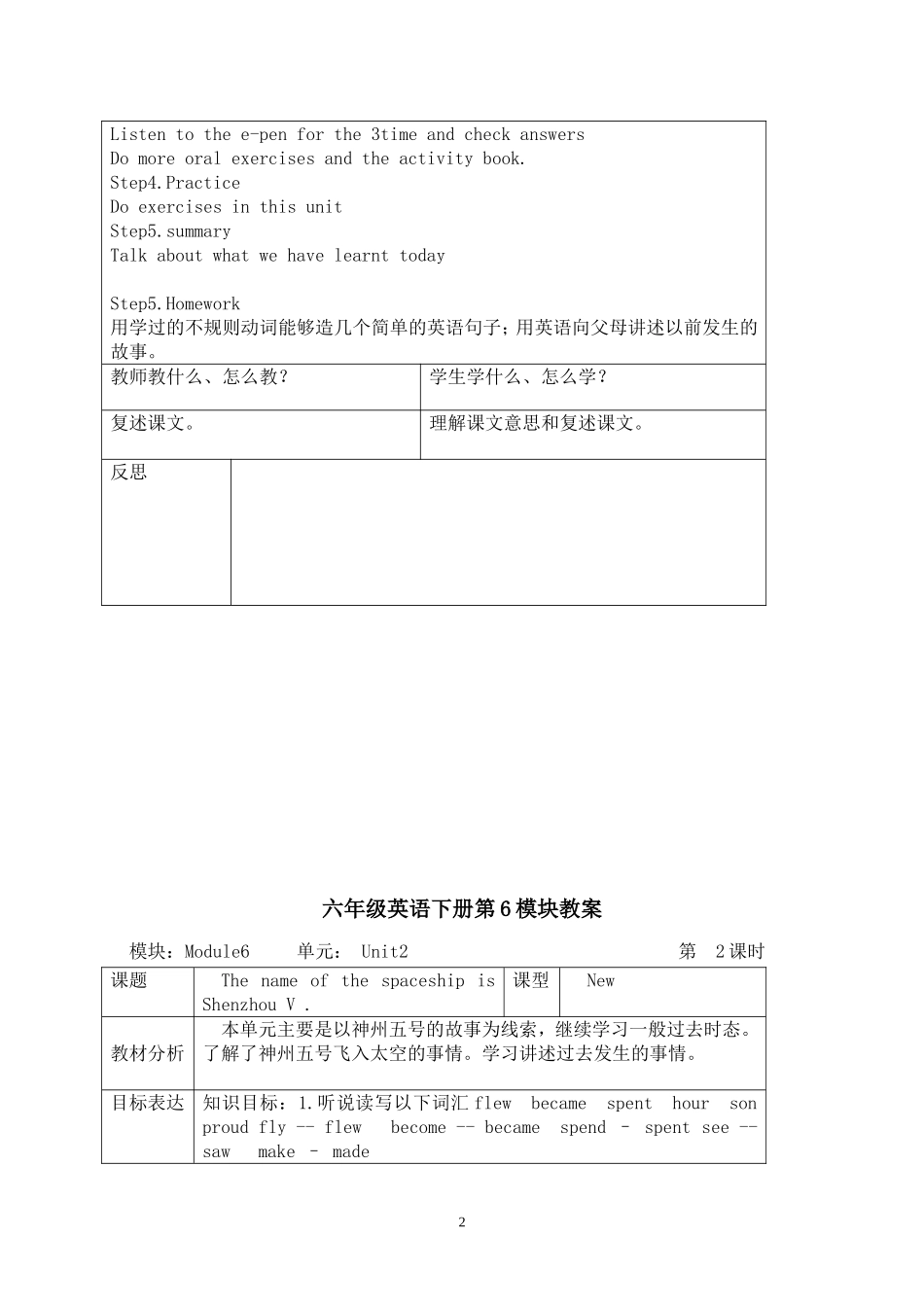 六年级英语下册第6模块教案_第2页