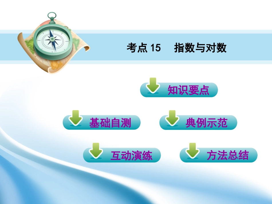 高三数学第一轮复习(高考教练)考点15 指数与对数(理科)课件_第2页