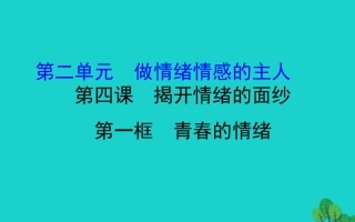 版七年级道德与法治下册 第二单元 做情绪情感的主人 第四课 揭开情绪的面纱 第1框青春的情绪习题课件 新人教版 课件