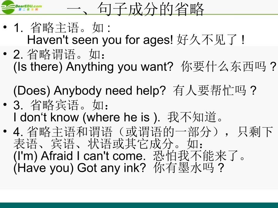 高考英语 考前回顾之省略句 课件_第3页