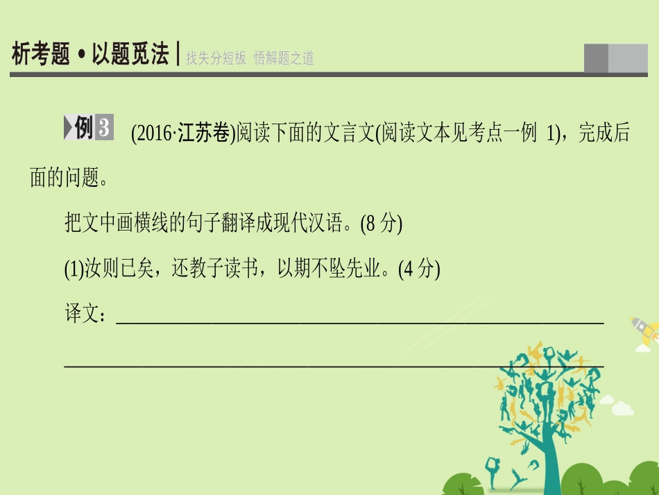江苏专版高考语文二轮复习与策略高考第2大题文言文阅读考点3翻译句子课件_第2页