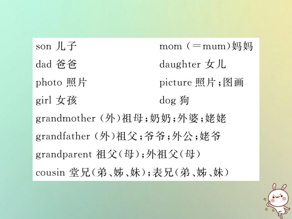 秋七年级英语上册 Unit 2 This is my sister单元知识归纳练习课件 (新版)人教新目标版 课件_第3页