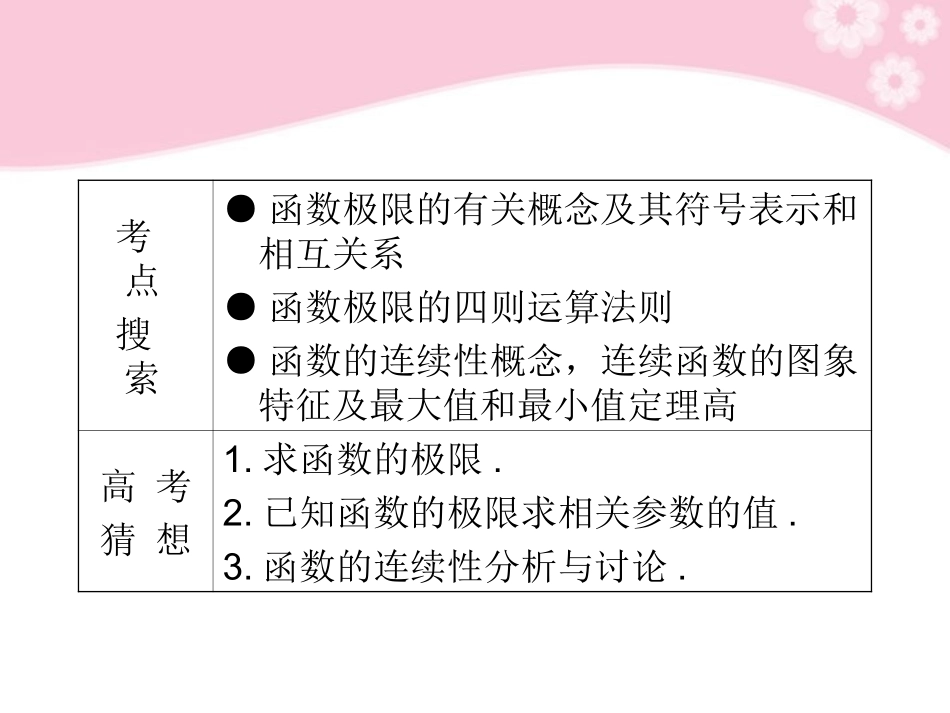 高考数学第1轮总复习 全国统编教材 12.3函数的极限与连续性课件 理 课件_第2页