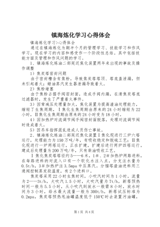 镇海炼化学习心得体会