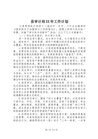 县审计局XX年工作计划 