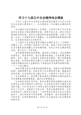 学习十七届五中全会精神体会模板
