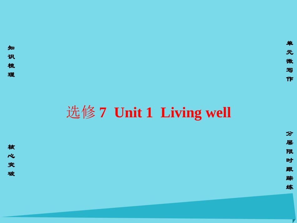 版高考英语一轮总复习 第一部分 基础知识解读 Unit 1 Living well课件 新人教版选修7 课件_第1页