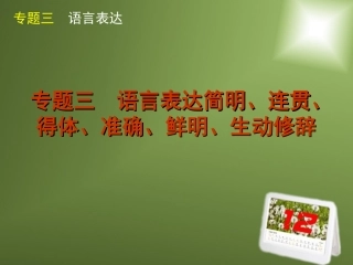 高考语文二轮复习 专题3 语言表达简明、连贯、得体、准确、鲜明、生动修辞精品课件 新课标 课件