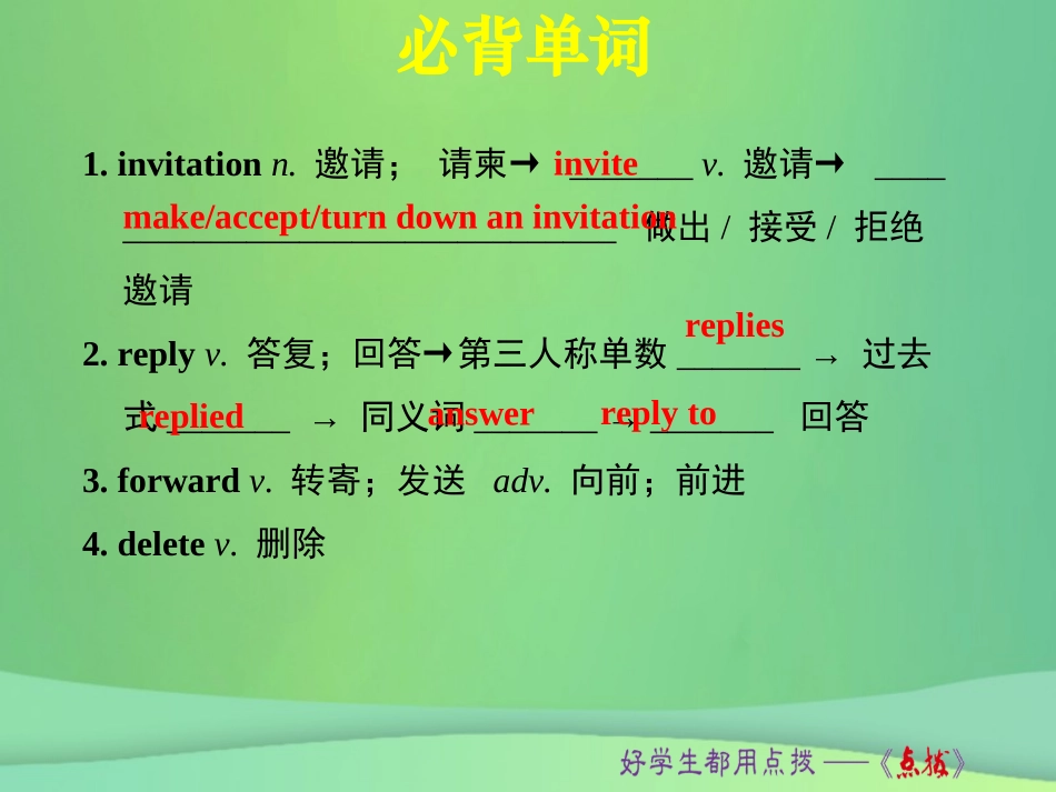 秋八年级英语上册 Unit 9 Can you come to my party词句梳理Section B(2a 2e)课件 (新版)人教新目标版 课件_第2页