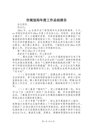 市规划局年度工作总结报告 