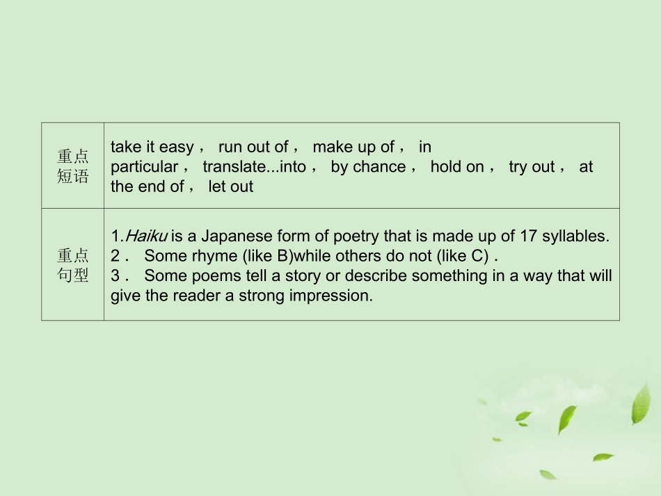 高考英语 Unit2知识与要点课件 新人教版选修6 课件_第3页