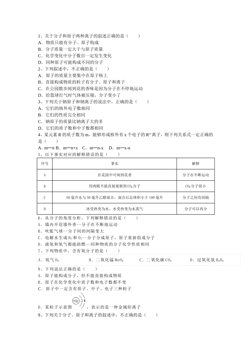 分子原子的训练_第1页