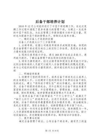 后备干部培养计划 