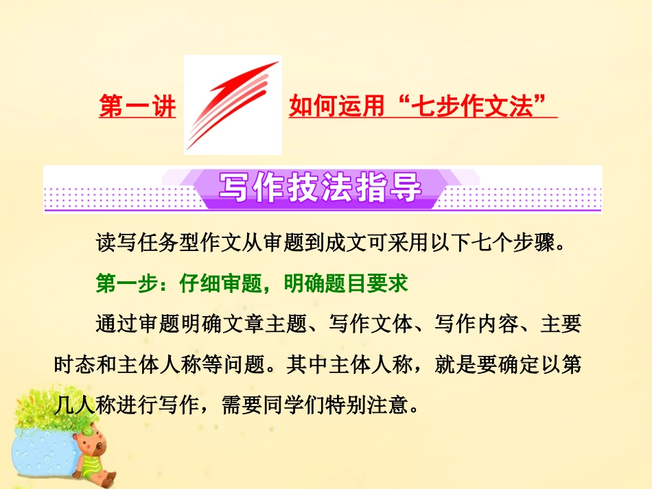 高三英语二轮复习 专题五 书面表达 第一节 第一讲 如何运用 七步作文法 课件 牛津版 课件_第2页