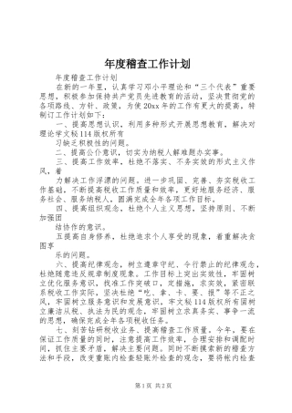 年度稽查工作计划 