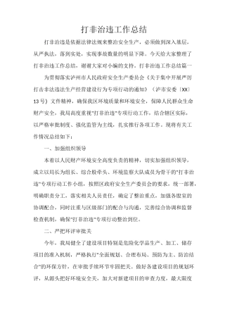 打非治违工作总结