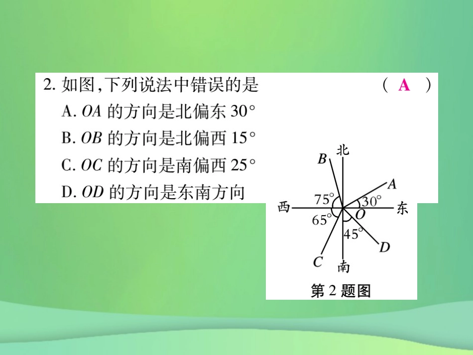 秋七年级数学上册 第4章 图形的初步认识 4.6 角 4.6.1 角练习课件 (新版)华东师大版 课件_第3页