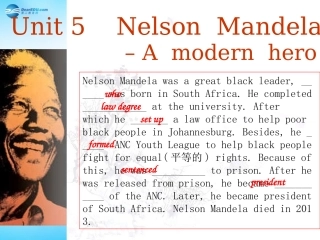 高中英语(Unit 5 Nelson Mandela  A modern hero)课件 新人教版必修1 课件