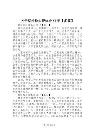 关于蔡松松心得体会XX年【多篇】