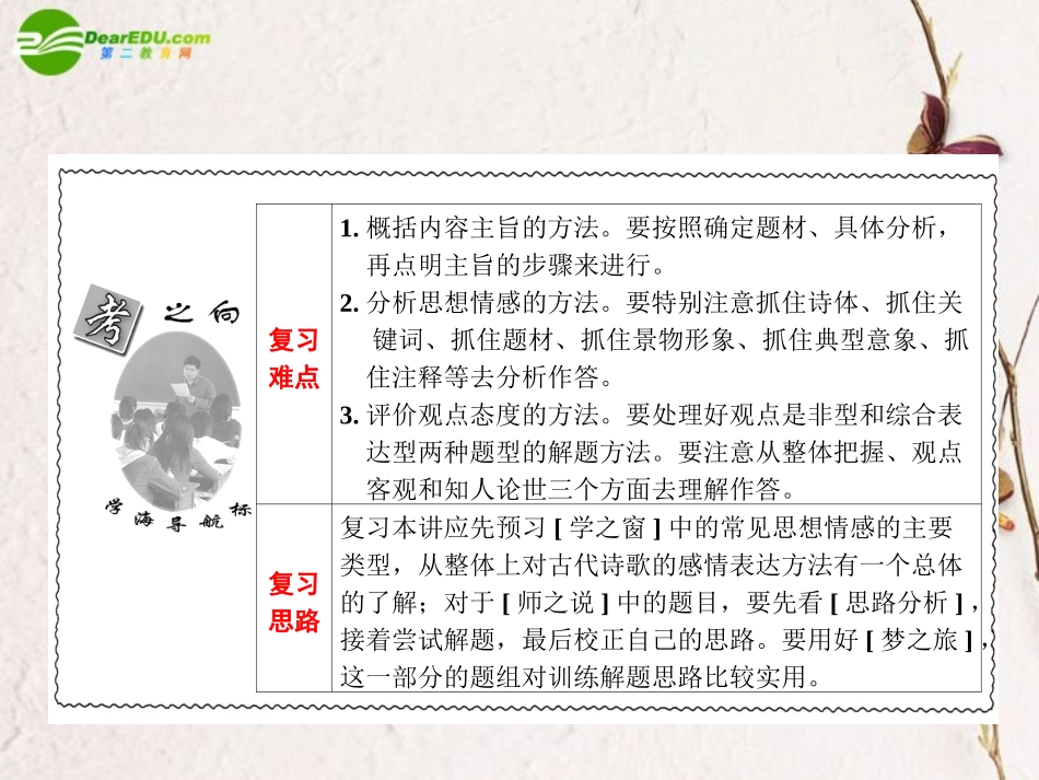 高考语文一轮复习 评价诗歌的思想内容和作者的观点态度课件_第3页