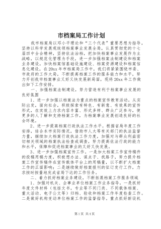 市档案局工作计划 