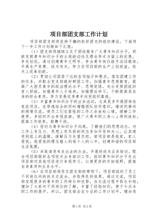 项目部团支部工作计划 