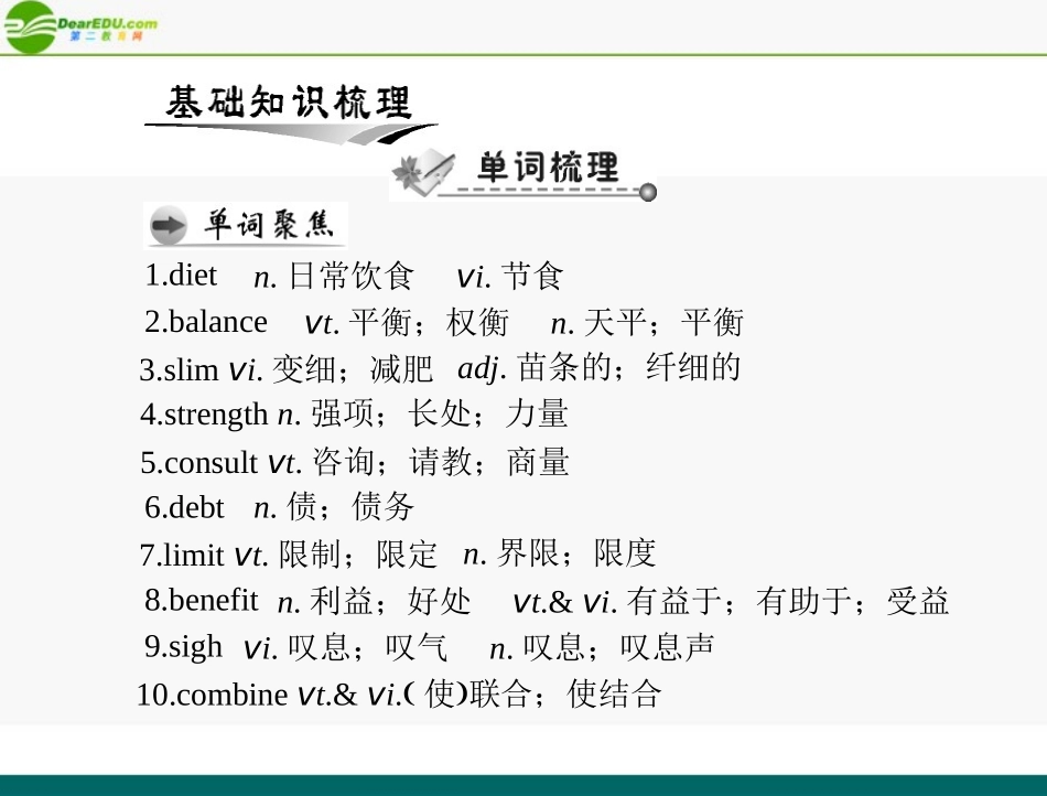 高考英语一轮复习 Unit 2 Healthy eating课件 新人教版必修3_第2页