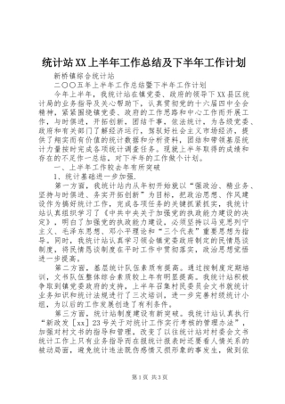 统计站XX上半年工作总结及下半年工作计划 