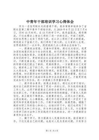 中青年干部培训学习心得体会