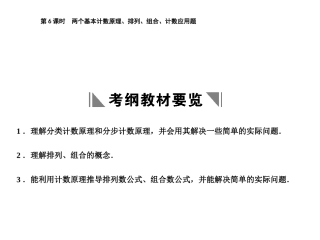 高三数学一轮复习 9-6第6课时  两个基本计数原理、排列、组合、计数应用题课件 理 苏教版 课件