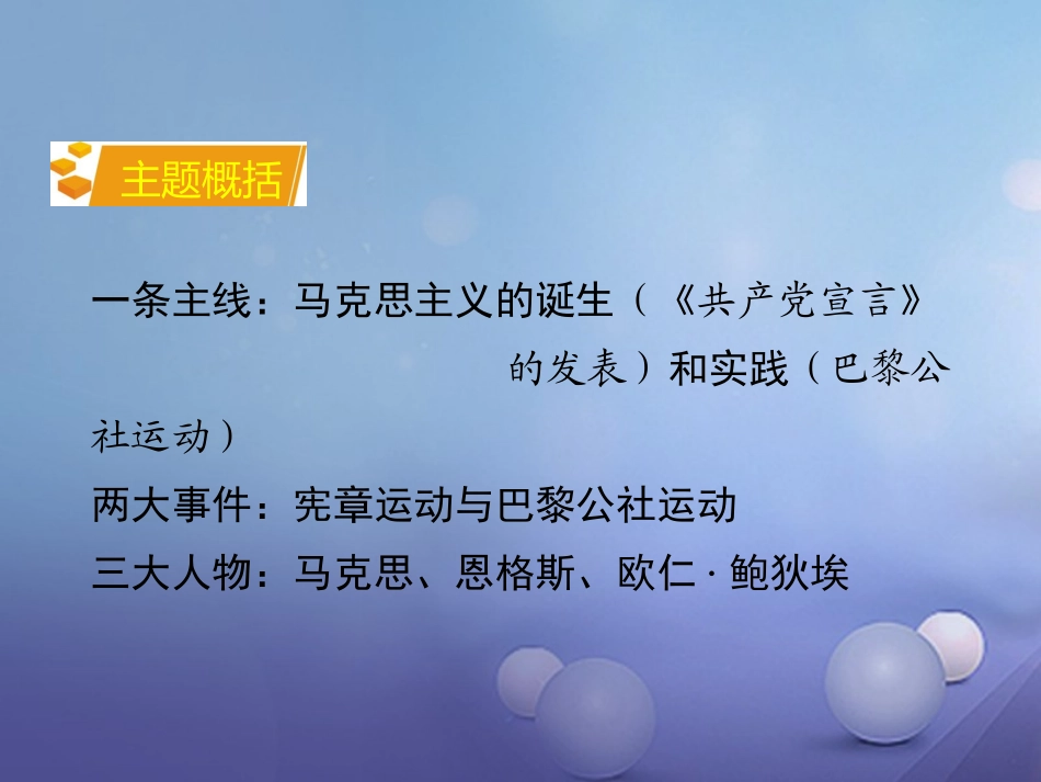 湖南省中考历史 教材知识梳理 模块五 世界近代史 第五单元 国际工人运动与马克思主义的诞生课件 岳麓版 课件_第3页