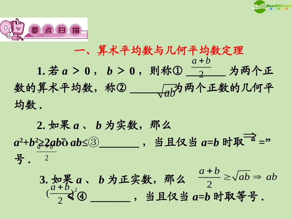 高三数学第一轮总复习 6.2 均值不等式课件_第3页