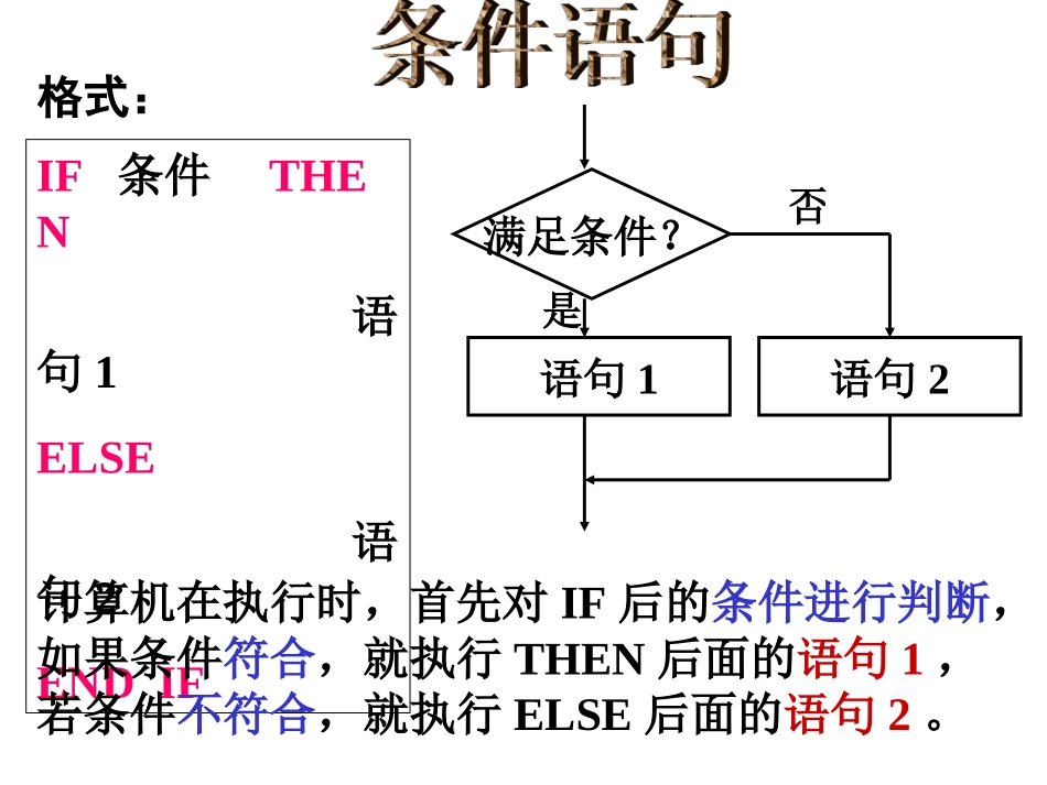 高中数学条件语句课件2 新课标 人教版 必修3B 课件_第2页