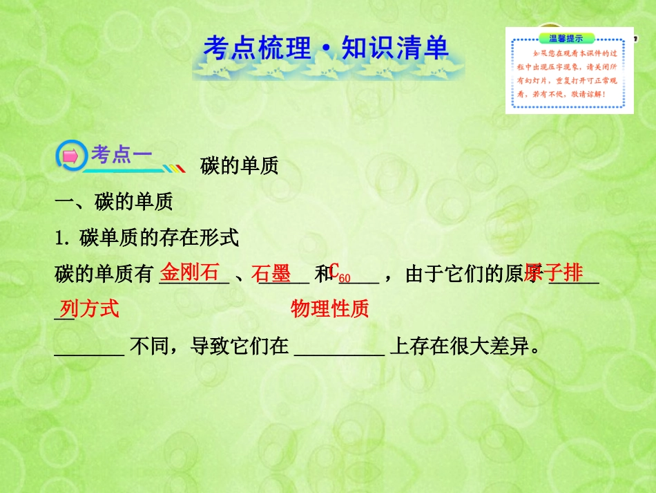 版中考化学 第六单元碳和碳的氧化物(含中考示例) 课件 新人教版 课件_第2页